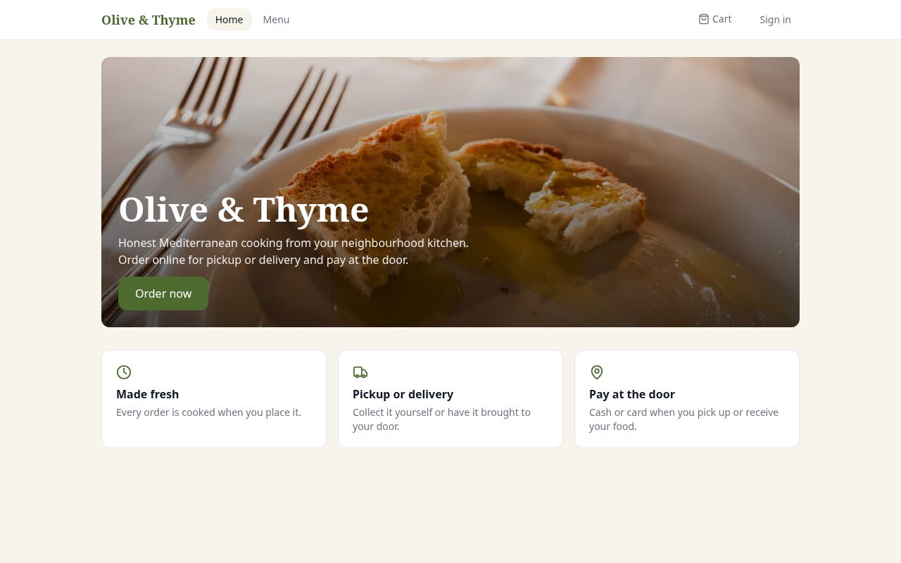 Restaurant with online ordering